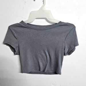 Gray Ribbed Crop Top